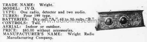 Wright IV-D ; Wright Radio (ID = 1544202) Radio