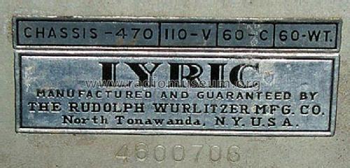 470-B ; Wurlitzer Co., The (ID = 405489) Radio