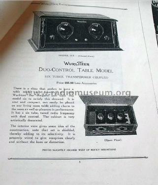 Duo-Control Table Model Model 6; Wurlitzer Co., The (ID = 1038296) Radio