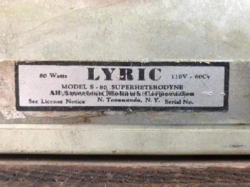 Lyric S-80 ; Wurlitzer Co., The (ID = 2358627) Radio