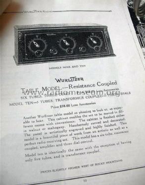 Table Model Transformer Coupled Model Ten ; Wurlitzer Co., The (ID = 1038314) Radio