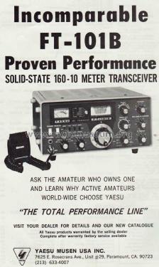 HF Transceiver FT-101B; Yaesu-Musen Co. Ltd. (ID = 2067388) Amat TRX