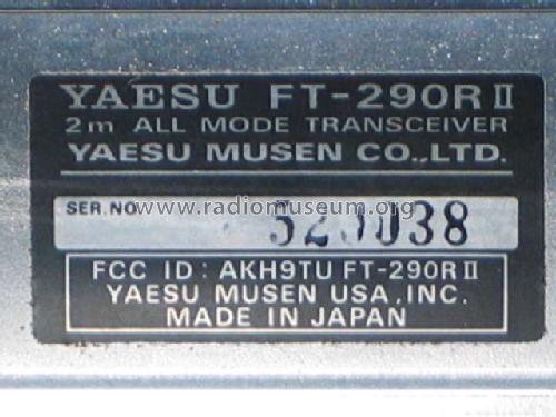 FT-290R/II; Yaesu-Musen Co. Ltd. (ID = 1862644) Amat TRX