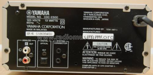 Natural Sound Compact Disc Player CDC-E500; Yamaha Co.; (ID = 2592979) Sonido-V