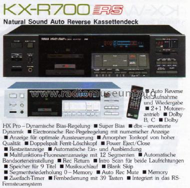 Natural Sound Stereo Cassette Deck KX-R700; Yamaha Co.; (ID = 962371) R-Player