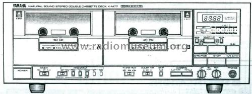 Natural Sound Stereo Double Cassette Deck K-M77; Yamaha Co.; (ID = 551094) R-Player