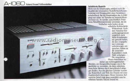 Natural Sound Stereo Amplifier A-1060; Yamaha Co.; (ID = 997634) Ampl/Mixer