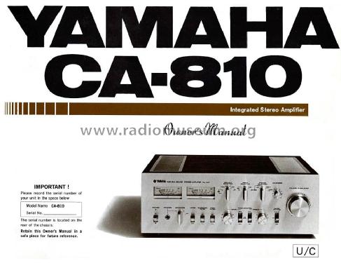 Natural Sound Stereo Amplifier CA-810; Yamaha Co.; (ID = 1775687) Ampl/Mixer