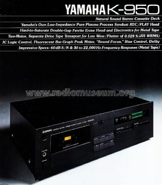 Natural Sound Stereo Cassette Deck K-950; Yamaha Co.; (ID = 1603196) Enrég.-R