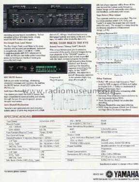 Natural Sound Stereo Cassette Deck K-950; Yamaha Co.; (ID = 1603197) R-Player