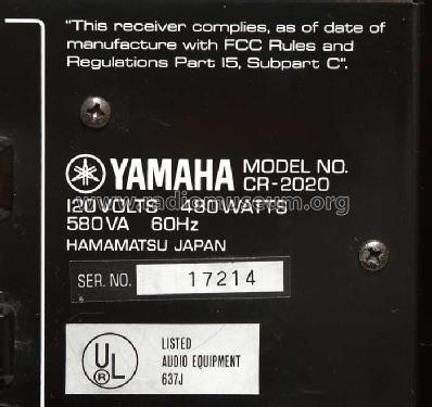 Natural Sound Stereo Receiver CR-2020; Yamaha Co.; (ID = 772179) Radio