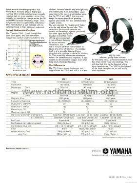 Orthodynamic Headphones YH-2; Yamaha Co.; (ID = 1911695) Altavoz-Au
