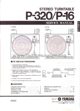 Stereo Turntable P-16; Yamaha Co.; (ID = 1440714) Ton-Bild