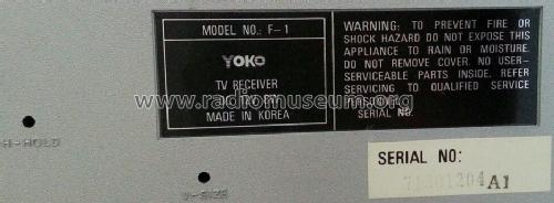 TV Receiver F-1; Yoko Electronics, (ID = 1699138) TV-Radio