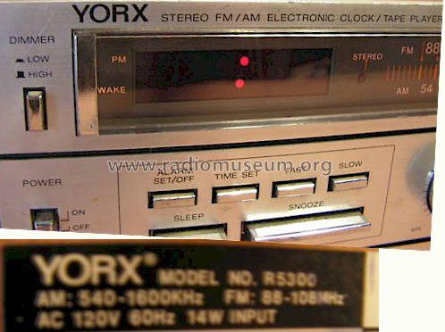 Stereo FM/AM Electronic Clock /Tape Player R5300; Yorx Electronics; (ID = 814948) Radio