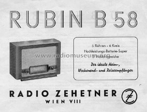 Rubin B58; Zehetner Radiobau- (ID = 1138317) Radio