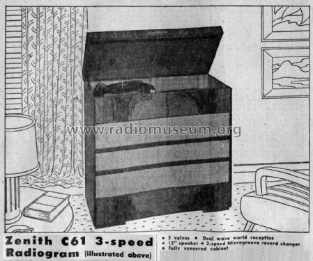 C61; Zenith Radio Co. Ltd (ID = 1885364) Radio