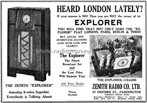 Zenith Explorer ; Zenith Radio Co. Ltd (ID = 2220937) Radio