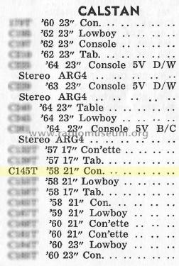 Calstan C145T; Zenith Radio Co. Ltd (ID = 2774140) Televisión
