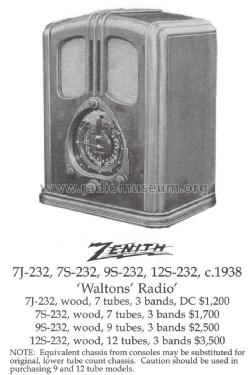 12-S-232 'Waltons' Ch=1204; Zenith Radio Corp.; (ID = 1486117) Radio