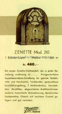 210 Ch= 2022A 2022B; Zenith Radio Corp.; (ID = 324062) Radio