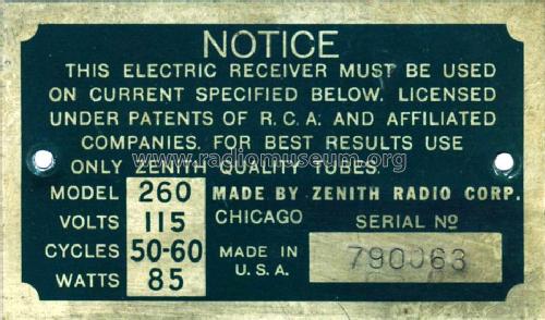 260 All Star Line Ch= 2031; Zenith Radio Corp.; (ID = 1834088) Radio