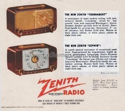 5D811 The Tournament Ch= 5E01; Zenith Radio Corp.; (ID = 2030010) Radio