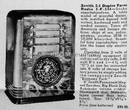 5F134 Ch= 5518; Zenith Radio Corp.; (ID = 1617213) Radio