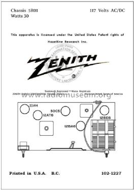 5R01 ; Zenith Radio Corp.; (ID = 2851241) Radio