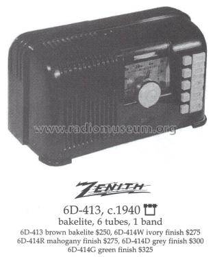 6D413 Ch=5660/5664; Zenith Radio Corp.; (ID = 1487177) Radio