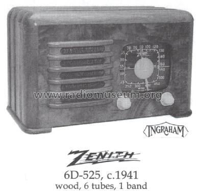 6D525 6-D-525 Ch=6A10; Zenith Radio Corp.; (ID = 1487224) Radio