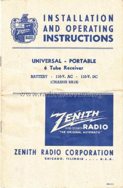 6G501M Ch=6A19; Zenith Radio Corp.; (ID = 2427505) Radio