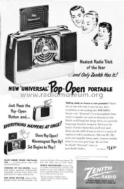 6G801Y Universal 'Pop-Open' Ch= 6E40; Zenith Radio Corp.; (ID = 1529284) Radio