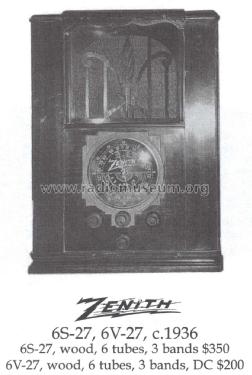 6S27 Ch= 5619; Zenith Radio Corp.; (ID = 1486049) Radio