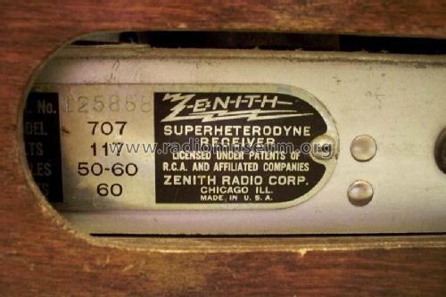 707 Ch= 2052; Zenith Radio Corp.; (ID = 652940) Radio