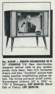A2359RU Ch= 19A20U; Zenith Radio Corp.; (ID = 2785779) Fernseh-E