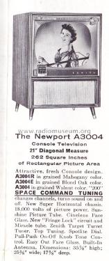 A3004 Ch= 17A21Q; Zenith Radio Corp.; (ID = 2468476) Televisore