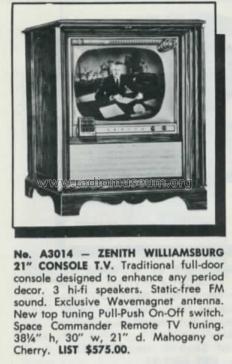 A3014H Ch= 19A20Q; Zenith Radio Corp.; (ID = 2469474) Television