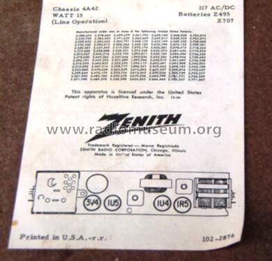 A404L Carousel Ch=4A42; Zenith Radio Corp.; (ID = 124415) Radio