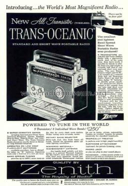 Royal 1000 Trans-Oceanic All Transistor Ch= 9AT40 & 9AT41; Zenith Radio Corp.; (ID = 2059665) Radio