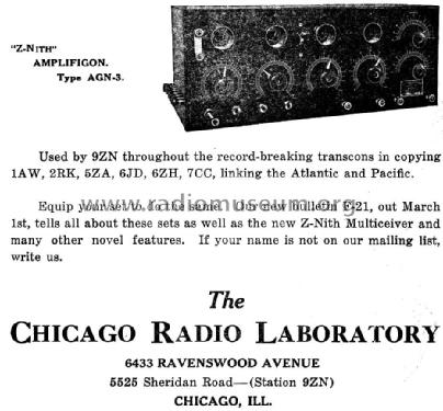 Z-Nith Amplifigon AGN-3 ; Zenith Radio Corp.; (ID = 956761) mod-past25