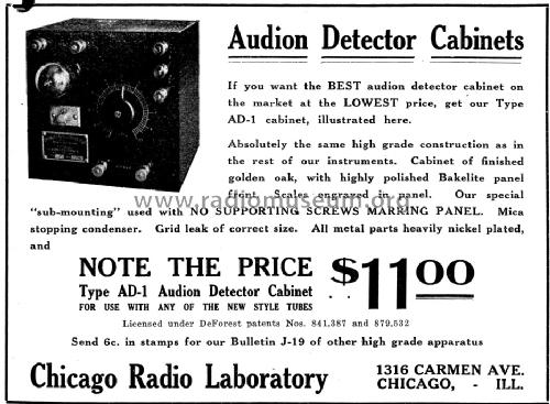 Audion Detector Cabinet Type AD-1; Zenith Radio Corp.; (ID = 1177631) mod-pre26