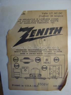 B508W 'The Majorette' Ch= 5Z05; Zenith Radio Corp.; (ID = 188595) Radio