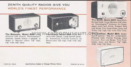 B508W 'The Majorette' Ch= 5Z05; Zenith Radio Corp.; (ID = 2030398) Radio