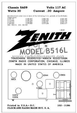 B516L 'The Deluxe' Ch= 5A09; Zenith Radio Corp.; (ID = 2790683) Radio