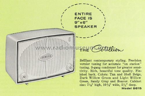 B615L Ch= 6B05; Zenith Radio Corp.; (ID = 2028867) Radio