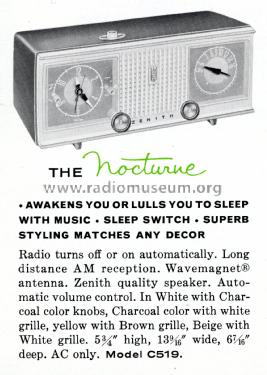 C519C 'The Nocturne' Ch= 5C07; Zenith Radio Corp.; (ID = 2033192) Radio
