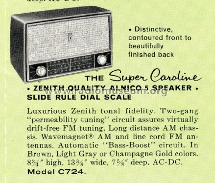 C724G 'The Super Caroline' Ch= 7C02; Zenith Radio Corp.; (ID = 2032890) Radio
