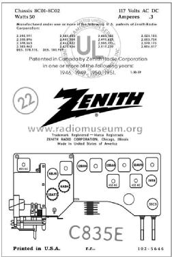 C835E 'The Super Symphonaire' Ch= 8C01; Zenith Radio Corp.; (ID = 2808140) Radio