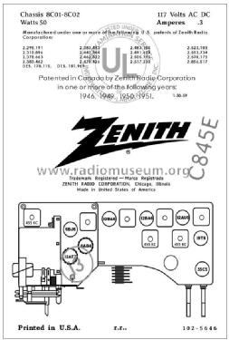 C845E 'The Super Interlude' Ch= 8C01; Zenith Radio Corp.; (ID = 2808144) Radio
